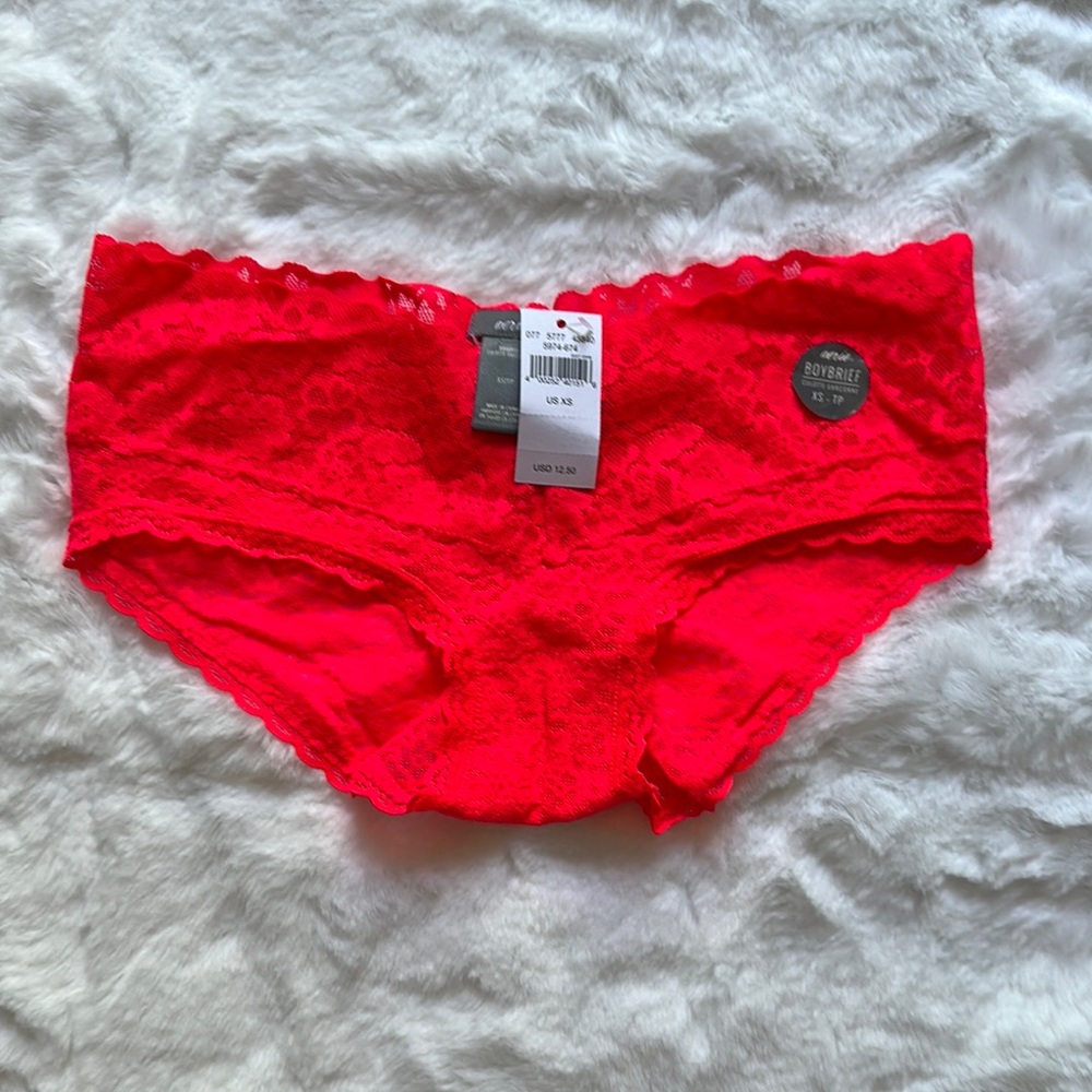 4/$20 🙈 NWT AERIE Bright Red/Pink  Lace Boyshorts XS